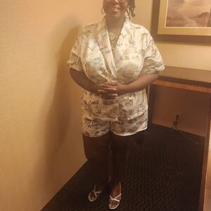 White and Gray Patterned Romper